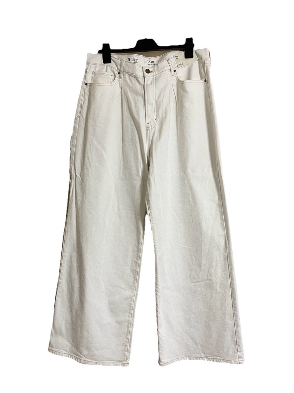 A.N.A Jeans Sz 18 Off White High-Rise Wide Leg Cotton/Tencel/Lyocell Blend